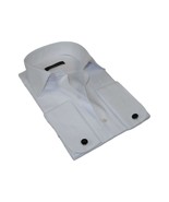 Men&#39;s Dress Shirt MARCUZZI Turkey 100% Soft Cotton French Cuffs Marc3 White - $89.63 CAD