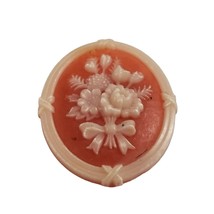 Cameo Brooch Pin Jewelry Bouquet Flowers Womens Rose Bow Plastic Vintage Oval - £11.80 GBP