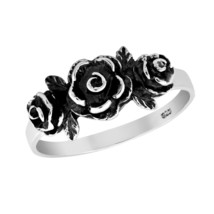 Stunning Beauty of a Rose Bouquet .925 Sterling Silver Band Ring-8 - £10.70 GBP