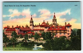 Hotel Ponce De Leon St Augustine Florida Postcard Linen Vintage Unused Tichnor - £10.46 GBP