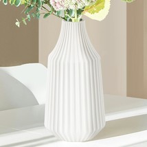 White Flower Vase, Modern Home Decor, 8 Inch Ceramic Vase, Ideal For Living - $34.92