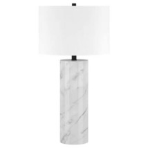 30&quot; White and Gray Marble Table Lamp With White Drum Shade - $284.08