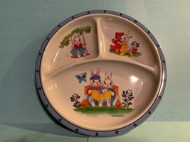 Vintage PFALTZGRAFF  Bunny Images 3-Section Melmac Round Plate by Selandia - $17.99