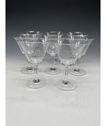 8 Vintage Clear Etched Glass Sherry Wine 2oz Glasses Shot - $36.67