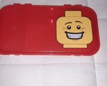 Lego Minifigure Storage Case Red With Smiling Happy Minifig Head Snap Cl... - $15.59