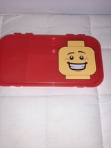 Lego Minifigure Storage Case Red With Smiling Happy Minifig Head Snap Closure - £12.46 GBP