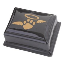 Small/Keepsake 45 Cubic Inch Black Halo Paw Ceramic Funeral Cremation Urn - £132.69 GBP