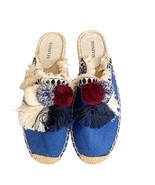 Tonivis Soludos Blue CanvasTassle Pom Pom Closed Toe Mule Flats NWT Size 7 - $45.00