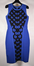 Diane Von Furstenberg DVF Womens Black Blue Sheath Color Block Dress P - £46.28 GBP