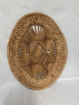 Vintage Woven Straw Tray Basket Wall Hanging Art Decor, 12&quot; x 9.5&quot; - £9.30 GBP