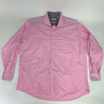 Isaac Mizrahi Mens Slim Fit Long Sleeve Button Down Dress Shirt Pink Siz... - $19.96