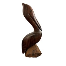 Nautical MCM Iron Wood  Hand Carved Vintage Pelican Bird Home Decor - $19.79