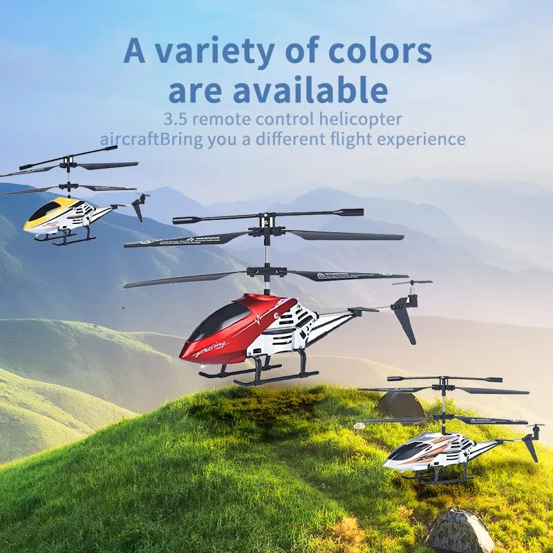 3.5 Pass Alloy Remote Control Airplane USB Charging Helicopter With LED Light - £27.77 GBP+