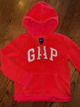 GAP Girls Red Jacket Full Zip White Sequin Hooded Fleece Size L 10 ~ Worn Once! - $7.52