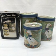 Vintage Winter Geese Tins Set Of 3 With Box  - $19.24