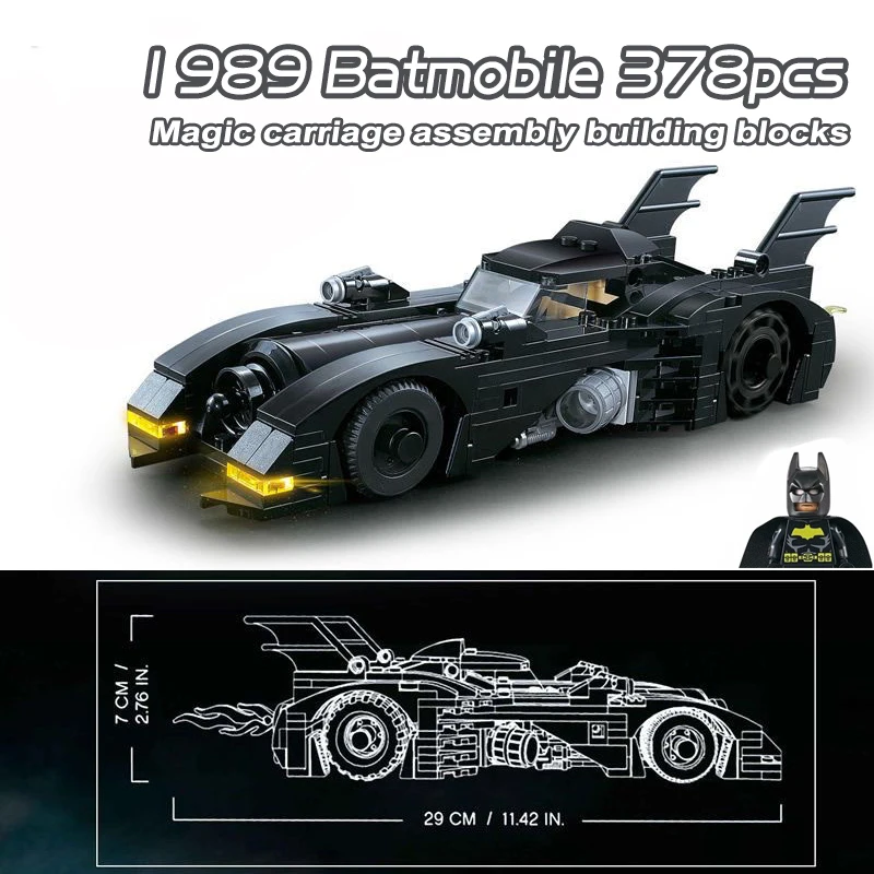 Super Heroes Series Batmobile Building Blocks 1989 Classic Bat Chariot Car Model - £17.47 GBP