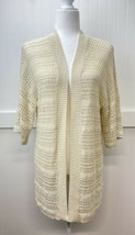 Anthropologie Open Knit Cardigan One Size Beige Open Front Short Sleeve ... - £12.63 GBP