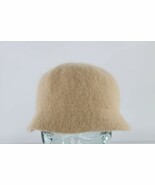 Vintage 90s Streetwear Blank Angora Blend Knit Bucket Hat Cap Beige Wome... - $47.21 CAD