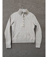 Abercrombie &amp; Fitch 1/2 Button Sweatshirt Womens L Beige Long Sleeve Logo - £23.60 GBP
