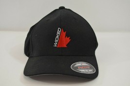 Wicked Canada Maple Leaf Hat Flex Fit Small / Medium Unisex Black Sports Hockey - £19.32 GBP