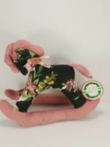 Victorian Rocking Horse Vintage Black Pink Roses Plush Stuffed Animal 8&quot;... - $320.19 MXN
