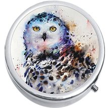 Watercolor Owl Medicine Vitamin Compact Pill Box - $9.78