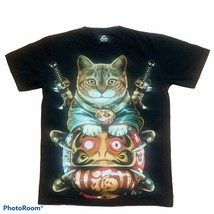 Caballo Cat Print T-Shirt Samurai Small Black Womens - $17.90