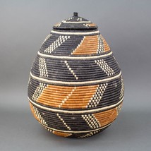 African Traditional Handwoven Zulu Large Basket 19&quot; X 15&quot; - £232.60 GBP