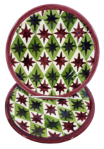 Pottery Barn  Allegra Salad Plates 8.5&quot; Set of 2 Burgundy Stars &amp; Burgun... - $18.69