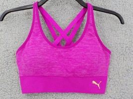 PUMA CRISS CROSS RACERBACK SPORTS BRA SZ M PINK REMOVABLE PADS SEAMLESS ... - £10.23 GBP