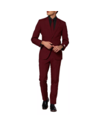 OppoSuits Men&#39;s Slim-Fit Solid Suit &amp; Tie Set Blazing Burgundy US42 New ... - $69.29