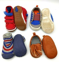 4 Pairs Boys Baby Shoes Capelli Stride Rite Garanimals Sneakers Moccasin Slipper - £11.95 GBP