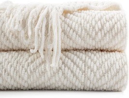 Battilo Home Cream White Throw Blanket For Couch, Ivory Throw Blanket, 50&quot; X 60&quot; - $42.99