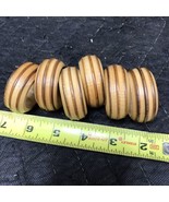 6 Vintage Round Light Wood Napkin Rings Holders with Darker Band detail - £7.02 GBP