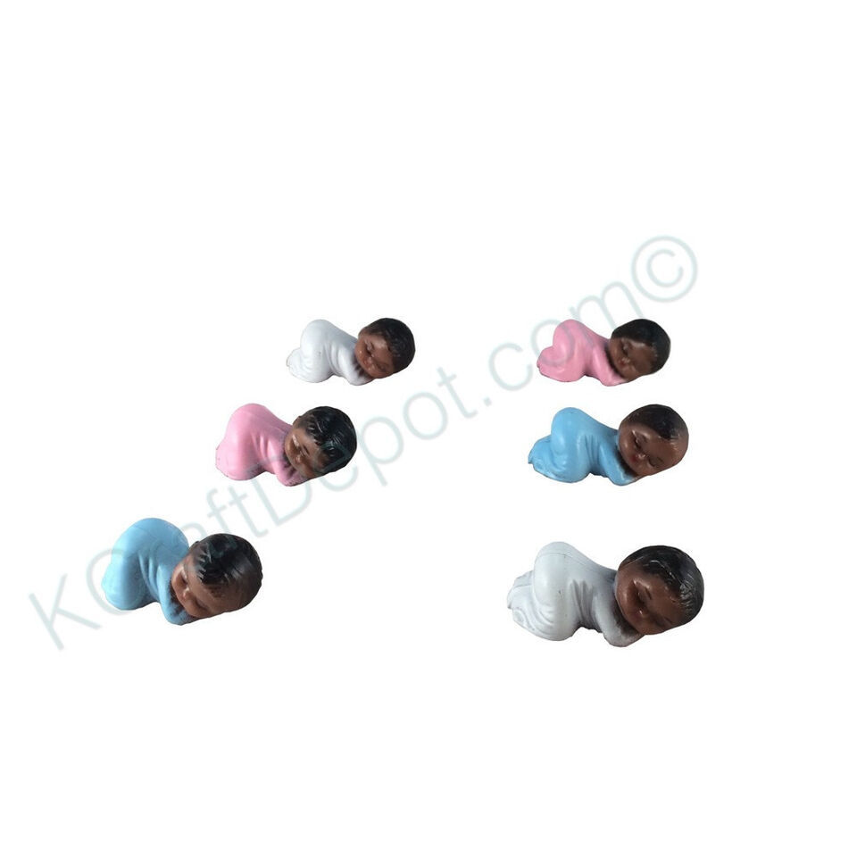 48 Tiny 1&quot; Brown Plastic Sleeping Baby Shower Favor Game Decor Party Dec... - $5.55+