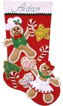 DIY Design Works Gingerbread Friends Christmas Cookies Felt Stocking Kit... - $26.95