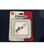 Vintage NOS Conimar 4” Square Deco Plastic Coasters Farm Animals - $27.15 CAD