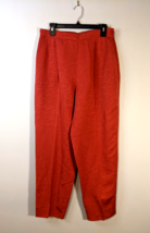 Judith Hart Size 12 Women’s Orange Pleated Side Zip Linen Silk Pants - £11.32 GBP