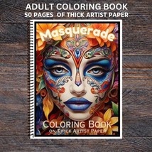 Masquerade - Spiral Bound Adult Coloring Book - Thick Artist Paper - 50 pages - £17.86 GBP