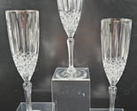 3 Cristal D&#39;Arques Constance Platinum Trim Fluted Champagne Set Vintage ... - $36.50