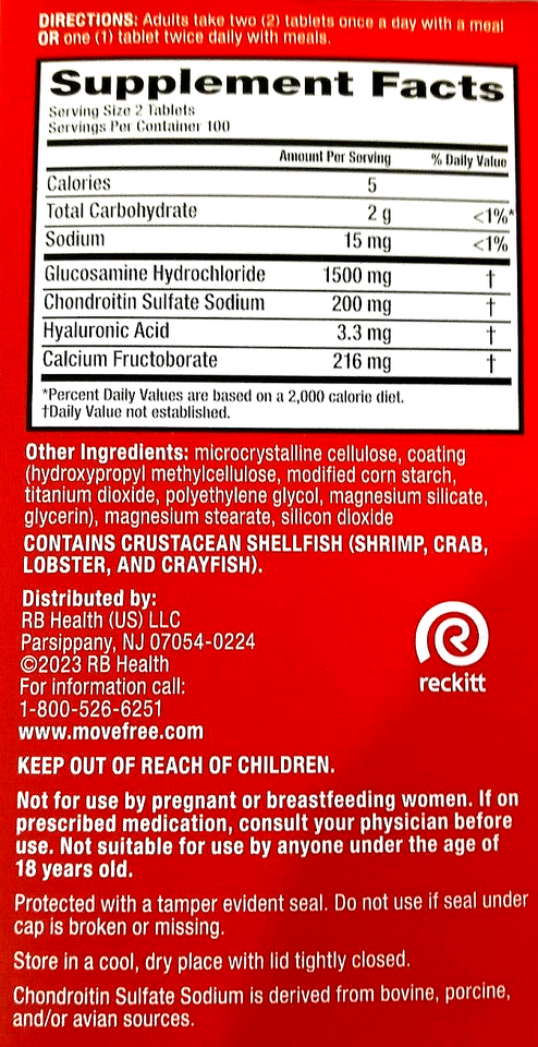 Schiff Move Free Advanced Glucosamine & FruiteX-B 200 Tablets EXP 11/2026 Item image 2