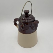 McCoy Chuck Wagon Cookie Jar Metal Handle Coffee Pot USA Brown Vintage - $23.05