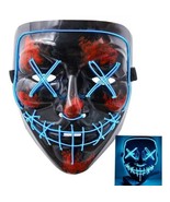 Halloween Costume Party Scary Mask LED Light Up Masks Blue X Smile - £11.37 GBP