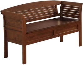 Simplihome Arlington Solid Wood 49 Inch Wide Entryway Storage Bench With... - £227.80 GBP