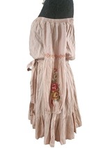 Boho Tan Smocked Off The Shoulder Maxi Mini Sun Dress Medium By Feathers - $18.25