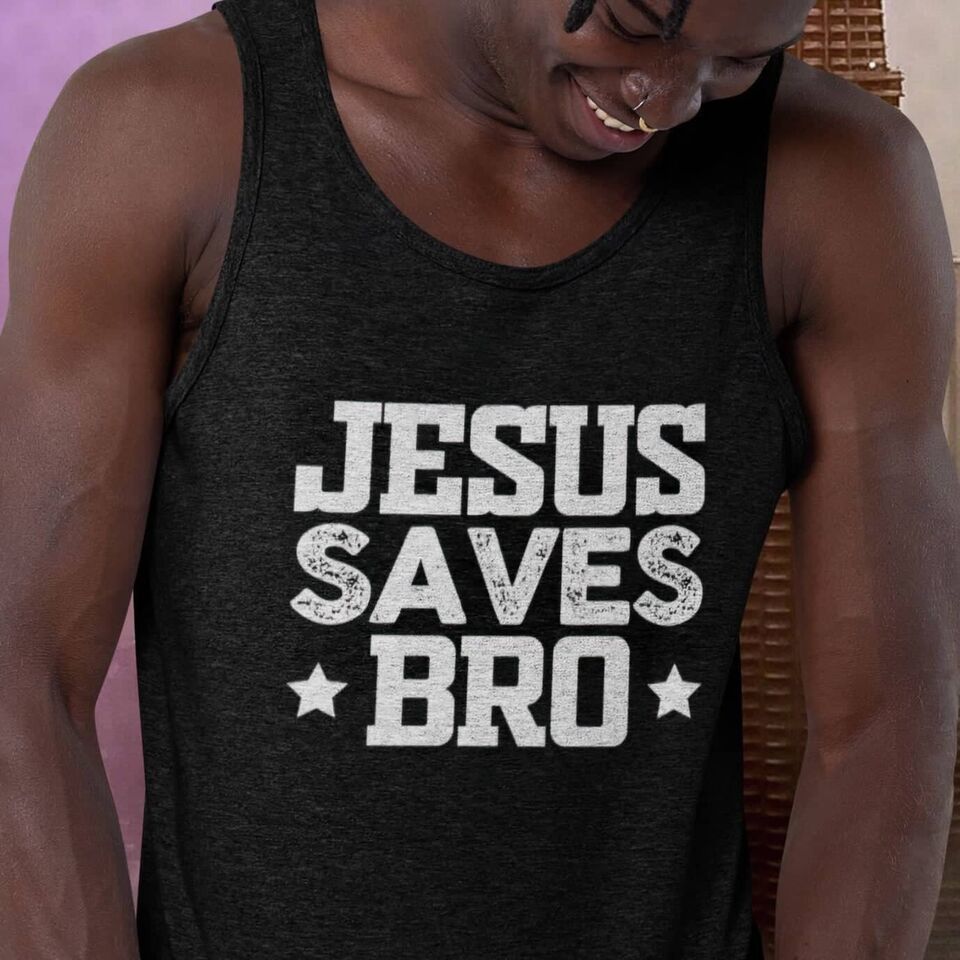 Bella & Canvas Jersey Tank "Jesus Saves Bro" wf