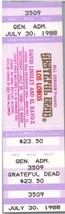 Grateful Dead Mail Away Untorn Ticket Stub July 30 1988 Monterey California - £66.91 GBP