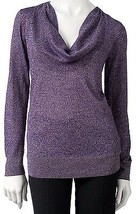 Dana Buchman Purple Metallic Lurex Cowlneck Sweater Blouse Top - £23.87 GBP