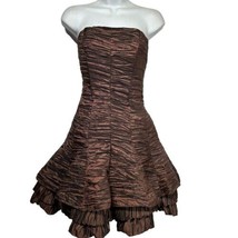 vintage jessica mcclintock brown strapless Crinkle Bubble dress Size 8 - £34.95 GBP