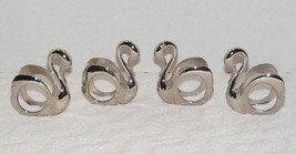 VINTAGE METAL SILVER PLATED SWAN NAPIN RING HOLDERS SET OF 4 GUC - £10.38 GBP